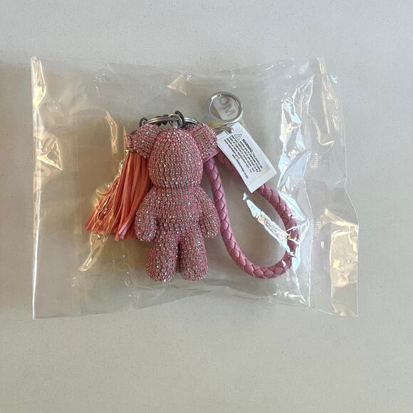 Pink Rhinestone Bear Keychain with Tassel NWT - Picture 3 of 6